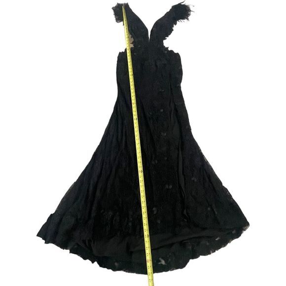 Mac Duggal 67782 Feather Cap Sleeve Lace Floral Applique Embellished Gown SIze 6 - Picture 12 of 14